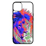 Cover antiurto Apple iPhone 14+ Plus Silicone Leone Savana motivo felino Re 128 GB Design Stencil Street Art Pittura Nero Telefono
