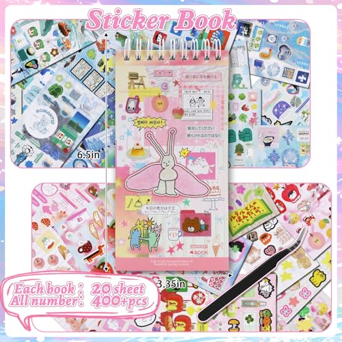 Image of 800Pcs Cute Scrapbook Stickers Travel Y2k Japanese Sticker Book for Adult Kawaii Korean Stickers for Journaling Heisei Retro Aesthetic Sticker Manga Style Decor for DIY Junk Journal Gifts Pink Blue