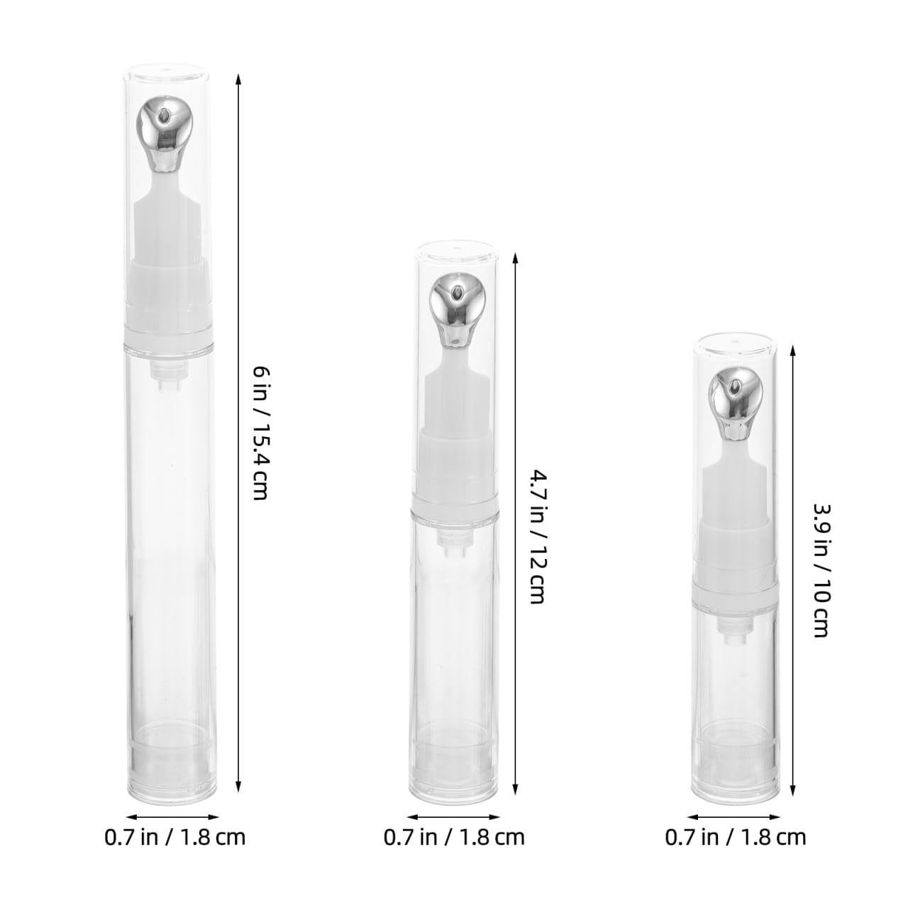 WRITWAA Pack of 3 Bottle Eye Cream Depoting Make Up Container Eye Cream Pen Made of Metal Airless Pump Glass Foundation Travel Container Pump Dispenser Bottle Airless Pump Zinc Alloy Transparent - Image 2
