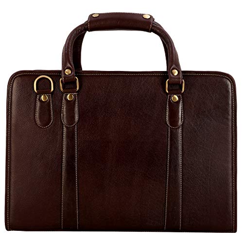 Image of HYATT Leather Accessories 16 Inch Full Grain Natural Leather Laptop Messenger & Shoulder Bags For Men 24 Litres Capacity Upto16 inch Laptop Compartment Dimension-L-16 X H-12 X W-4 Inch Weight-1 KG