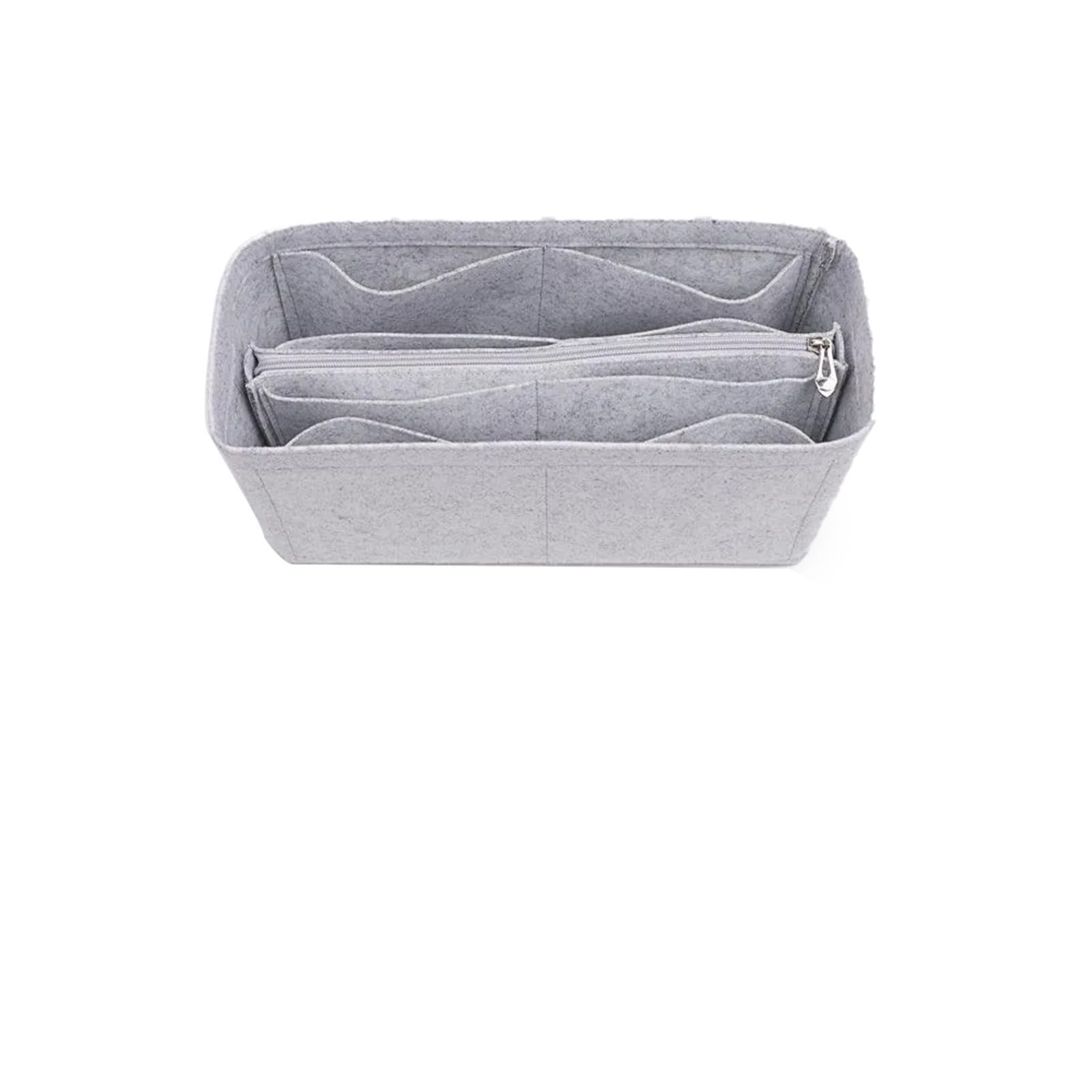 NJIEzhao Felt Handbag Insert Felt Insert Liner Purse Organiser Pouch Handbag Tote Bag Internal(L grey middle zip,1 piece)