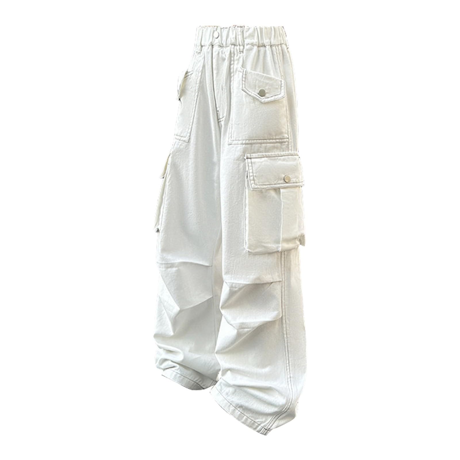 Pantalones deportivos holgados de pierna ancha Y2K para niñas, pantalones deportivos casuales con bolsillos, cintura alta elástica, pierna recta, pantalones personalizados