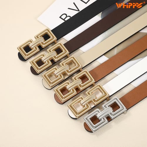 Whippy Reversible Leather Belt For Women Fashion Ladies Faux Leather Belt For Jeans Pants Dress With Gold Buckle 1 Pack Gold Black/Brown M thumb #4