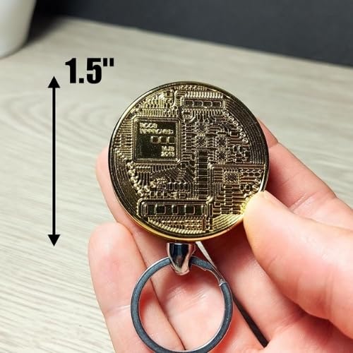 Image of Smoke King Bitcoin Coin Lighter with Keychain - Gold Finish Butane Refillable Lighter, Sliding Ignition, Adjustable Flame, Compact Pocket EDC Gift