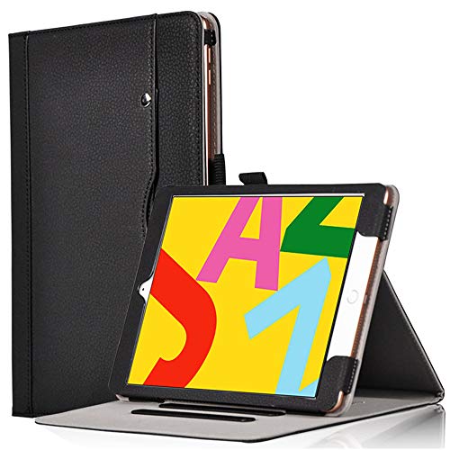 matengf Drop-proof Tablet Protector,Compatible with iPad 10.2 (2019) Case Business Multi-Functional PU Leather Full Protection Drop-proof Tablet Protector Cover with Pen Holder(Black)