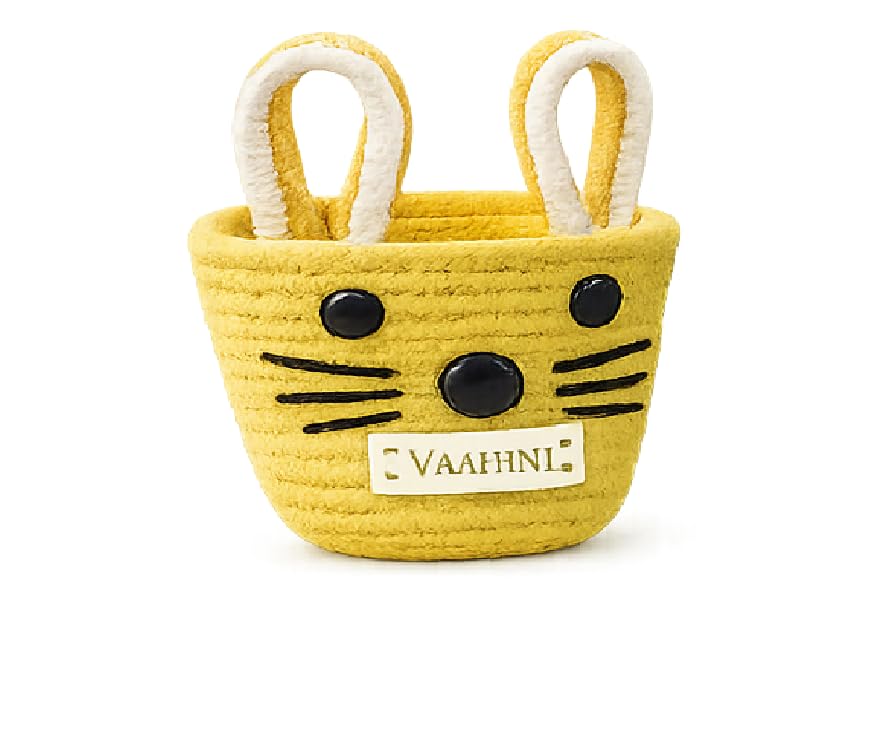 Handmade Cotton Rope Animal Ear Basket | Eco-Friendly Bunny Face Kids Storage, Gift Hamper, Toy, Stationery & Cosmetic Organizer | Yellow, Green, Red & Blue | 13 × 11 × 17 cm (Yellow)-image-29