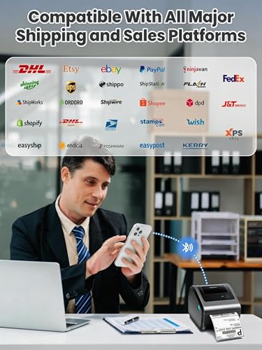 Phomemo Bluetooth Etikettendrucker DHL,Versandetiketten Drucker,4x6 Label Printer,D450BT Labeldrucker DHL Thermodrucker Kompatibel mit Ebay,Etsy,Amazon,Shopify,etc