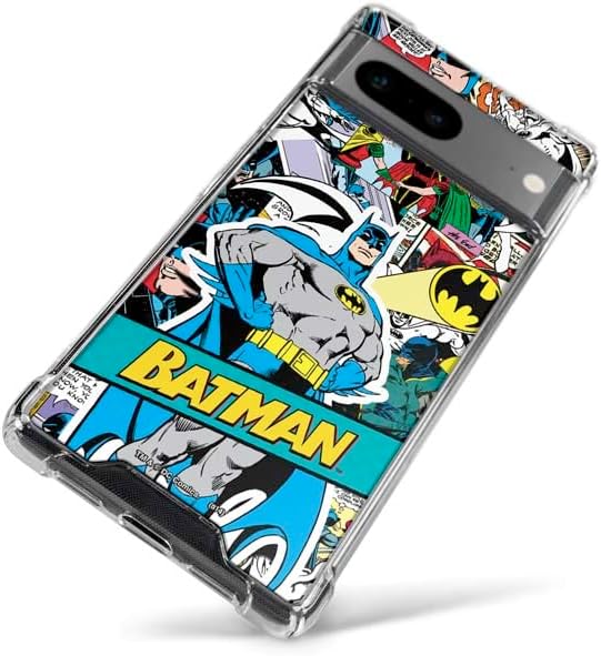 Skinit Clear Phone Case Compatible with Google Pixel 7a - Officially Licensed DC Comics Batman Vintage Pose Collage Art Design