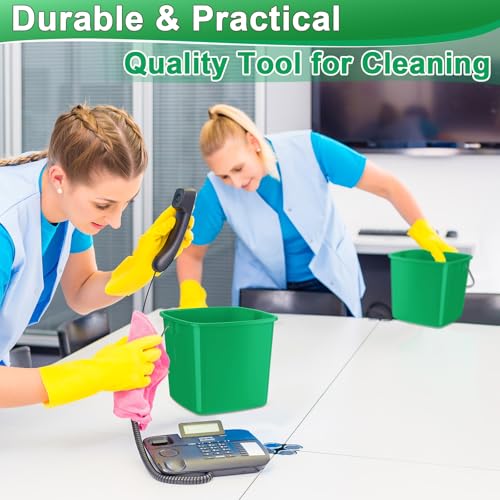 Image of Zhehao 6 Pcs 3 Quart Bucket for Cleaning Small Sanitizer Bucket for Restaurant Square Plastic Pail with Handles for Home, Offices, Commercial Use, Food Service(Dark Green)