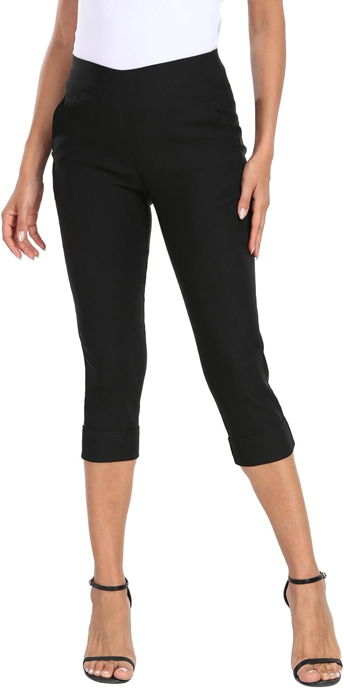 HDE Pull On Capri Pants for Women 19" Inseam Cropped Dress Pants with Pockets - Image 5
