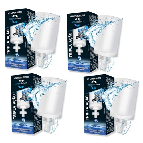 Kit 4 Velas Tripla Ação Com Carvao Ativado Para Filtro Barro Premium Alcalina Universal