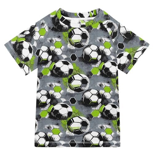 ALAZA Kids Rash Guard Boys Toddler Swim Shirts Short Sleeve Football Grunge UPF 50+ 3T