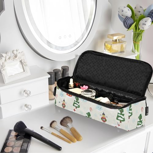 Bolso de viaje para herramientas de pelo GuoChe con tapete resistente al calor patrón pueblo navideño miniatura 7
