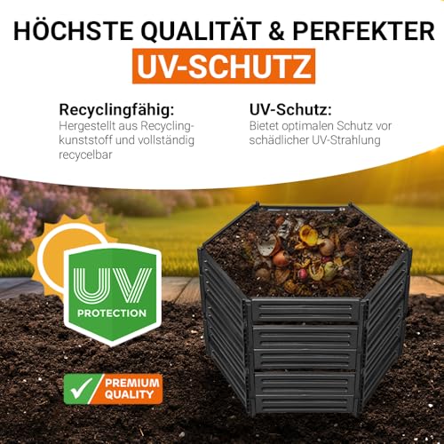 GARANTIA AIR-King Steckkomposter 600 Liter schwarz - Komposter Garten, Komposter, Schnellkomposter, Abfall & Recycling, Biomüll, Komposteimer, Garten, Kompost, Biotonne
