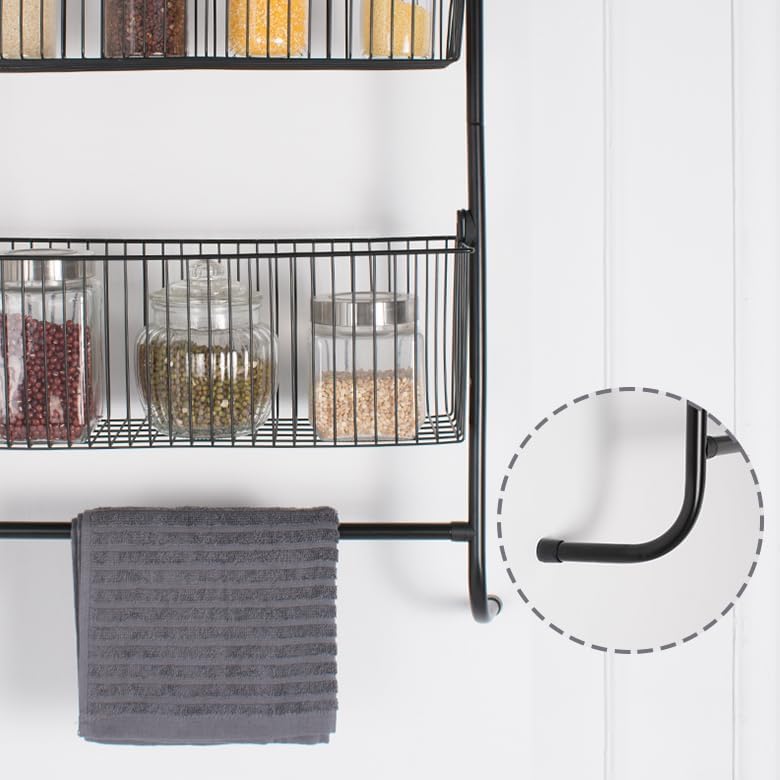 Miniatura 5 de Fancial Organizador sobre la puerta, organizador de metal, cestas de malla para colgar y montar en la pared de 3 capas, fácil de instalar, negro