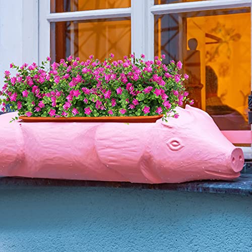 Joygar 8 Bundles Artificial Flowers Fake Boxwood Shrubs Uv Resistant No Fade Faux Greenery Faux Plastic Lotus For Home Garden Hanging Planter Indoor Porch Patio Office Wedding Decoration(Fuchsia) #TOP5