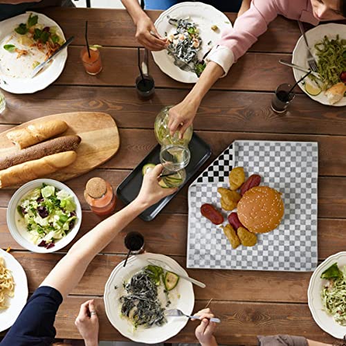 100 Sheets Black And White Checkered Dry Waxed Deli Paper Sheets, Grease Resistant Checkered ,Checkered Paper ,Deli Liner ,Checkered Paper Liners ,Checkered Basket Liners/Deli Paper (11.5''X11.5'') #TOP1