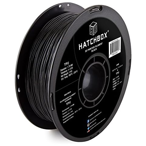 HATCHBOX 1.75mm Black TPU 3D Printer Filament Shore 95A, 1 KG Spool, Dimensional Accuracy +/- 0.03 mm, 3D Printing Filament Cover