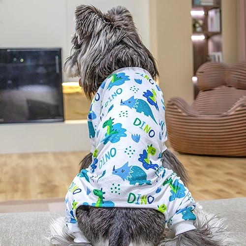 Image of CuteBone Soft & Stretchy Dog Pajamas - Cozy Pet Jammies Breathable Jumpsuit for Small Dogs - All-Season Comfy Outfit Easy-On Pullover Design - Keeps Pets Warm & Comfortable P290L