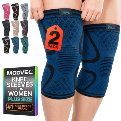 Image of Modvel 2 Pack Knee Brace for Women - Knee Support for Walking, Knee Compression Sleeves for Pain Relief, Knee Sleeves for Women, Knee Brace for Sports, Workouts & Arthritis