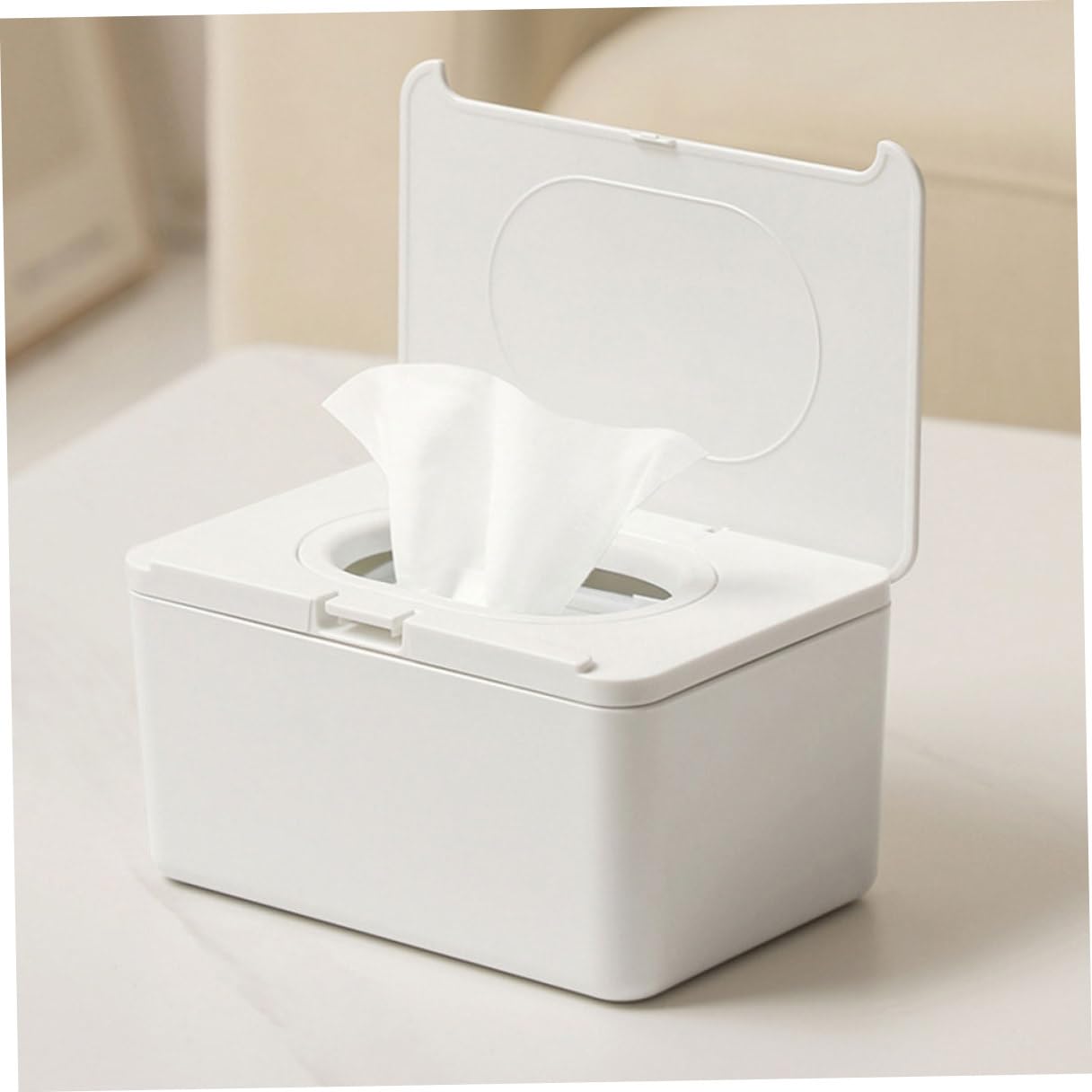 ibasenice 2 Stück Feuchttücher Box Weiß Langlebiger Wipe Spender mit Schützendem Deckel Kompakter Wipes Halter für Trockene und Nasse Tücher Praktisch für Zuhause und Unterwegs