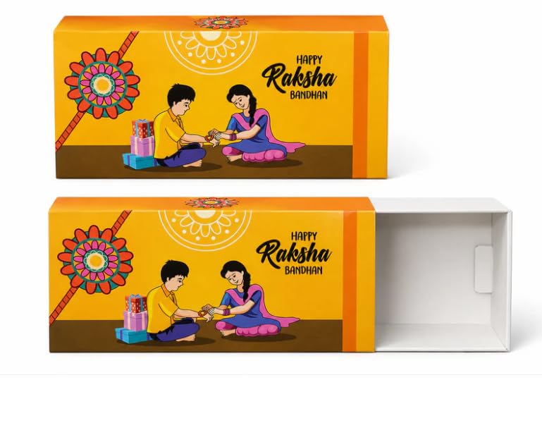 HOMEBAKERS MART Raksha Bandhan Gift Box – DIY Assemble Sliding Box | Pack of 10 | Premium Festive Packaging Box-image-13