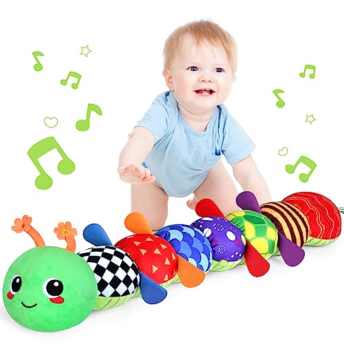 Image of KMUYSL Baby Toys 0-6 6-12 Months, Sensory Music Animal Stuffed Toy for 0 1 2 3 4 5 6+ Months, Plush Toy with Crinkle and Rattles for Infant Newborn, Tummy Time Toys Gifts for 0-3-6-12 Month