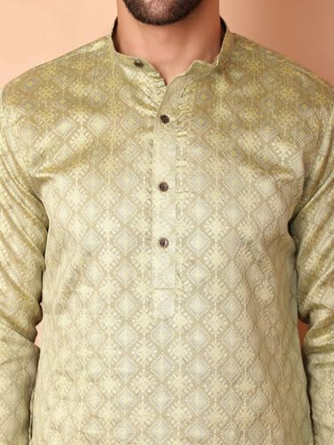 Image of Jompers Silk Men's Regular Fit Woven Design Kurtas