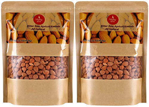 Mighty Apricot Bitter Apricot Kernels(1LB) 16oz (2 Pack), Natural Raw Bitter Apricot Seeds, Vegan, Non-GMO, Gluten Free, Great source of Vitamin B17 and B15