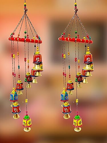 JH Gallery Handcrafted Rajasthani Door & Wall Hanging Home Décor, Balcony Decor Hanging, Home Furnishing, Diwali Gift, Corporate Gift, Home Decor Items (Pack of 2, Multi-Colour) 6 51kN9kpvtFL