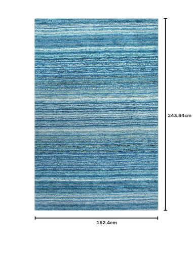 Image of Classie Ombre Pattern Shaggy Rectangular Carpet, 5X8 Feet, Sky Blue Mixture