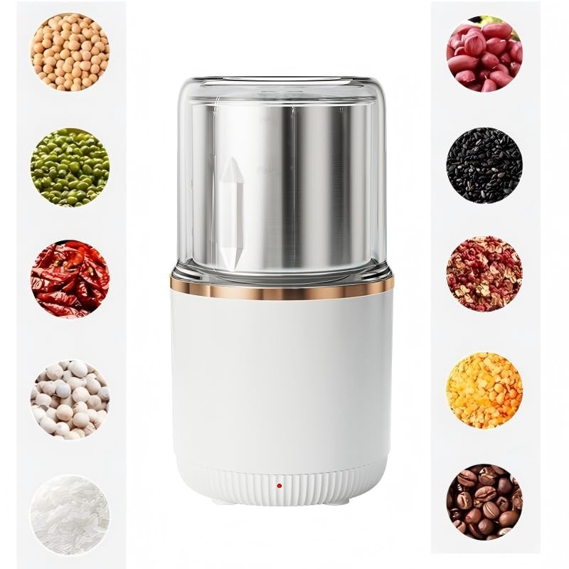 Macinacaffè Elettrico 74 Ml, Macinacaffè in Acciaio Inox 150w 23000 Giri/min, Mini Macinino per caffè, Spezie, Semi E Noci con Pulsante A Pressione, Bicchiere Rimovibile E Basso Rumore