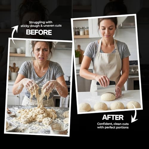 Image of Oblivion Dough Cutter 1 Pc - Stainless Steel Dough Scraper & Cutter with Non-Slip Handle & Measuring Scale, Pastry Bench Scraper for Baking, Dough Divide, Cake Decorating & Prep Tool for Bakers & Chef