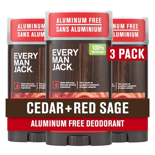 Image of Every Man Jack Cedar + Red Sage Men's Deodorant - Stay Fresh with Aluminum Free Deodorant For all Skin Types - Odor Crushing, Long Lasting, with Naturally Derived Ingredients - 3oz (3-Pack)