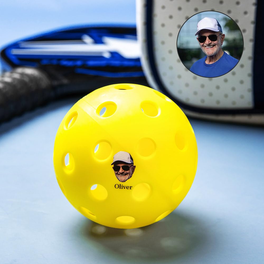 Custom 40 Hole Pickleball Balls, Personalized Name and Photo Outdoor Pickle Ball Gift for Pickleball Lover
