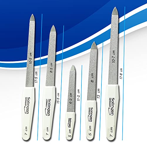 Foto von SMI 5 Stück Solingen Saphirnagelfeile Set + Hohlfeile gewölbt/gebogen Saphir Nagelfeilen Doppelseitige Maniküre Pediküre Nagelfeile Fein/Grob - Made in Germany