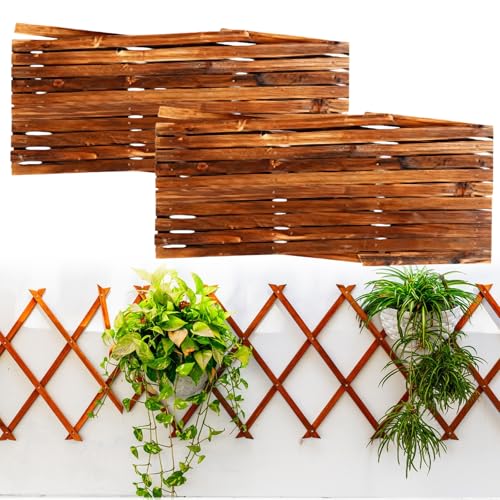 2 Stück Expandable Plant Trellis: Dicke 0.7 cm Holzgitter Wandpflanzer für Kletterpflanzen, Langlebig und Robust Holz Trennwand Pflanzer Gartenzaun für Zimmer Garten Terrasse Innen Außen