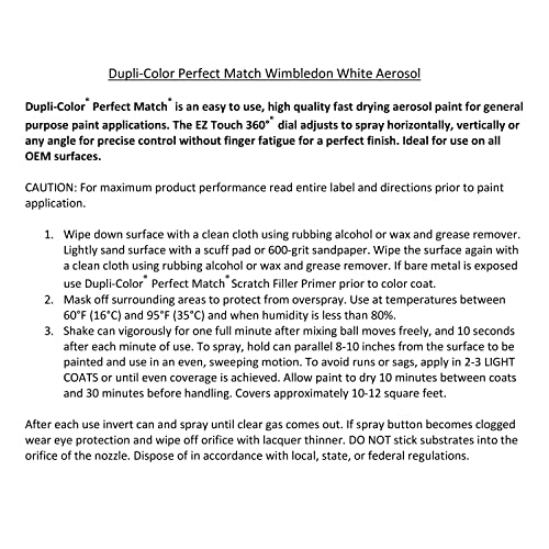 Image of Dupli-Color EBFM00417 Perfect Match Automotive Spray Paint - Ford Wimbledon White, 9A - 8 oz. Aerosol Can