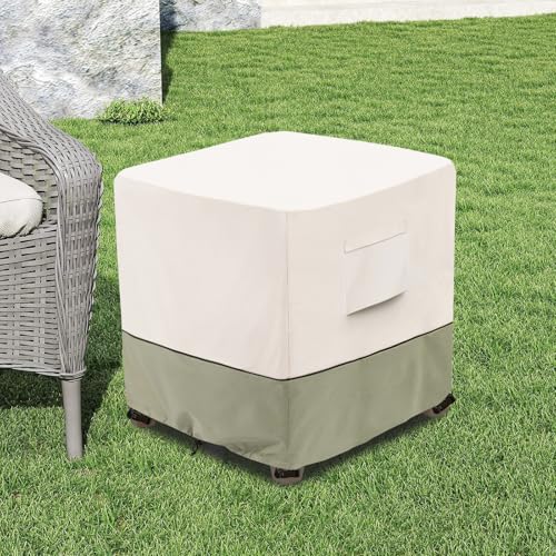 Image of Bitubi Waterproof Patio Ottoman Cover, Heavy Duty Square Outdoor Side Table Furniture Covers Size 32L x 32W x 18H inch (Beige)