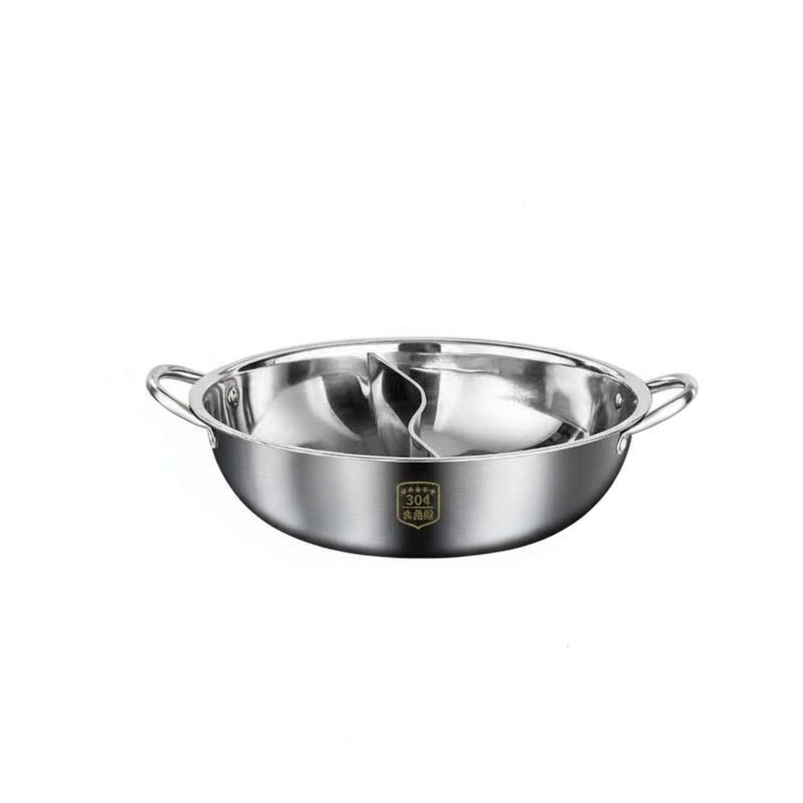 Pentola a Doppio Scomparto Pentola Hot Pot Pentola per Zuppe Casseruola Pentola per in Acciaio Inox 304 Superficie Antiadherente Naturale Pulizia, 32 Cm, style to 19