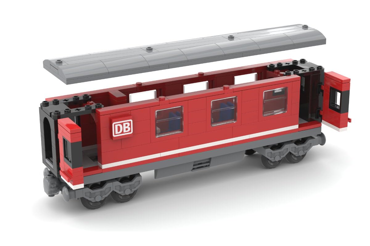 DB Lokomotive 988 Klemmbausteine für City und Zug - Bausteine für Kinder | mit Speise- und Personenwagen – 76,5 cm lang – mit bedruckten Steinen – kompatibel mit gängigen Bausteinsystemen und Lego