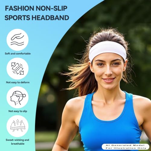 Image of 14 Pack Headbands for Women, Fashion Soft Cotton Non-Slip Elastic Hairbands | Stretchy Sweat-Absorbent Sports Head bands, Suitable for Workouts, Running, Yoga and Makeup