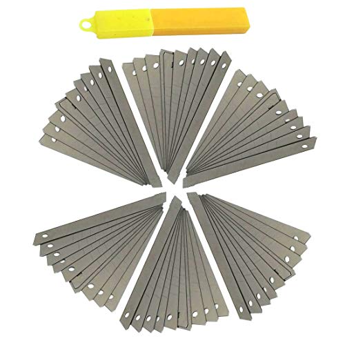 60 Pack 9mm Stainless Steel Snap-Off Blade Hobby Knife Blades Vinyl Wraps Cutter Blades (Silver 60Pcs)