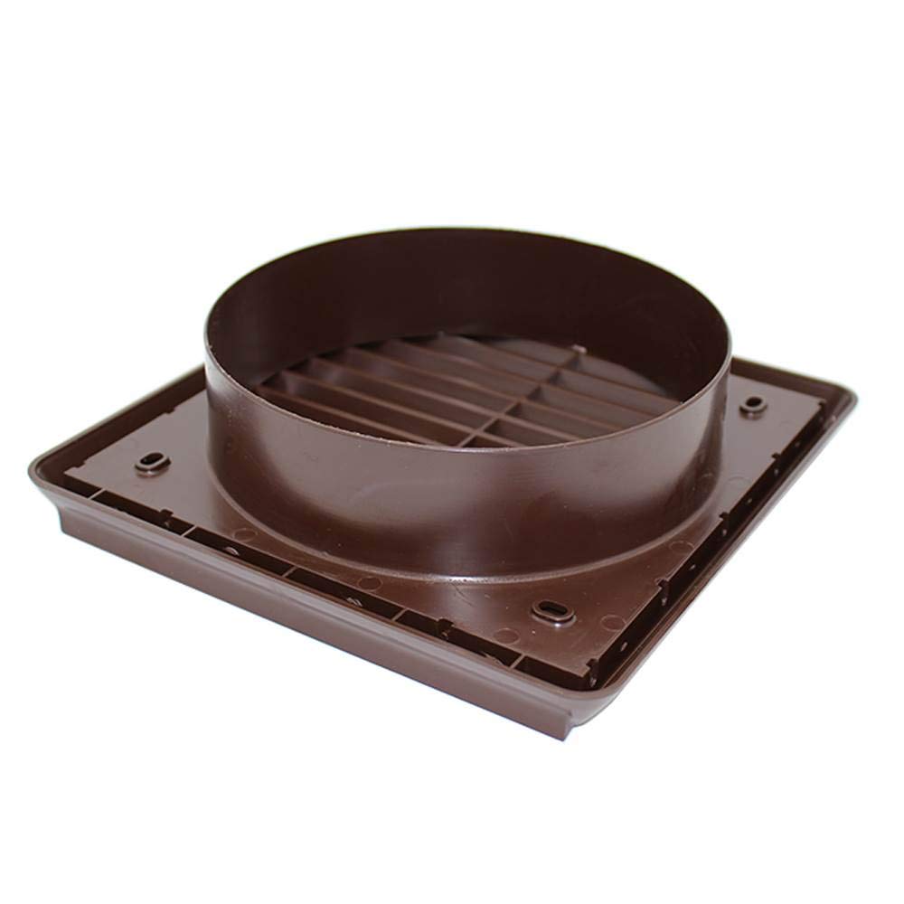 Kair Brown Louvred Grille 183mm External Dimension with Round 150mm - 6 inch Rear Spigot - Wall Ducting Air Vent - Image 3
