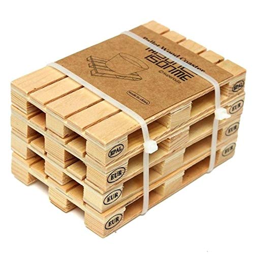 24x7 eMall Set of 4 Pallet Wood Beverage Drink Coasters. for Wine Glasses and Bottles, Whiskey, Beer Cocktail Glasses. Suitable for Bar, Home and Office. Premium-image-33