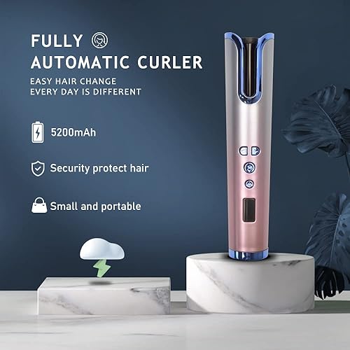 Miniatura 6 de Rizador de pelo automático, varita de rizador automático con barril giratorio grande de 1 pulgada y 4 temperaturas y 3 ajustes de temporizador,