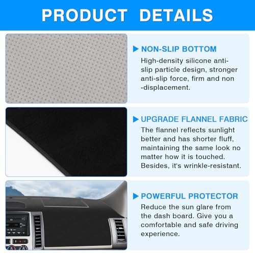 Image of Autorder Dashboard Cover Mat for Ford Edge 2007-2014 Accessories Dash Cover Upgrade Flannel Dash Mat Sunshade Glare UV Rays Protector