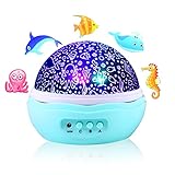 Sea/Ocean World Projector with Fish, Jellyfish, Dolphin and Conch, LED Night Light With 8 Colors, 360° Rotation