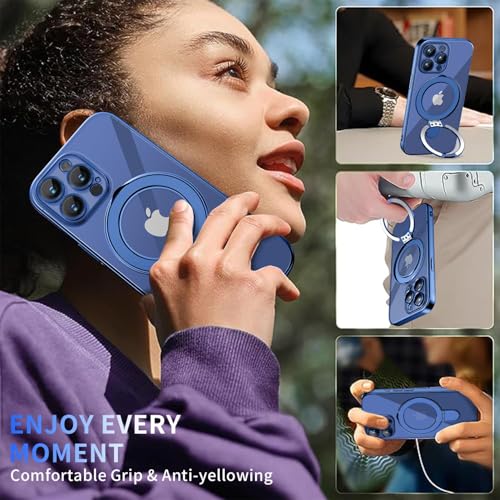 Image of Magnetic for iPhone 15 Pro Case with Invisible Stand[Compatible with MagSafe][Full Camera Lens Protector][Military Drop Protection] Shockproof Not Yellowing Clear Soft Slim for Women Men