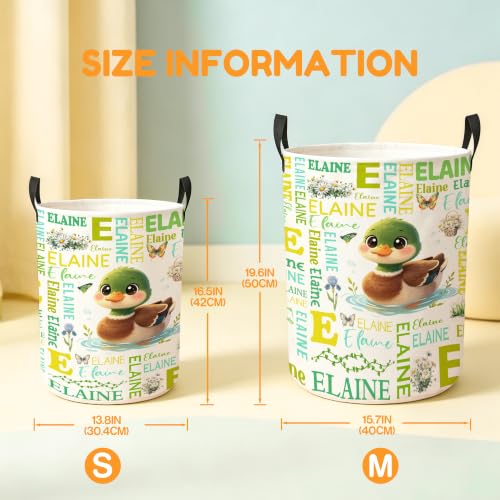 Image of Custom Mallard Duck Laundry Hamper, Personalized Laundry Basket with Name, Customized Dirty Clothes Basket for Clothes Toy Bathroom Bedroom Storage,S-16.5 inchX 13.8 inch